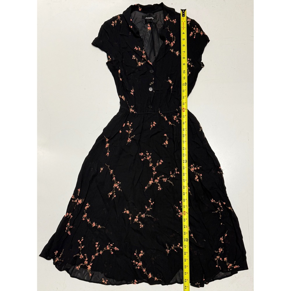 Reformation Black Midi Dress with Pink Floral Print